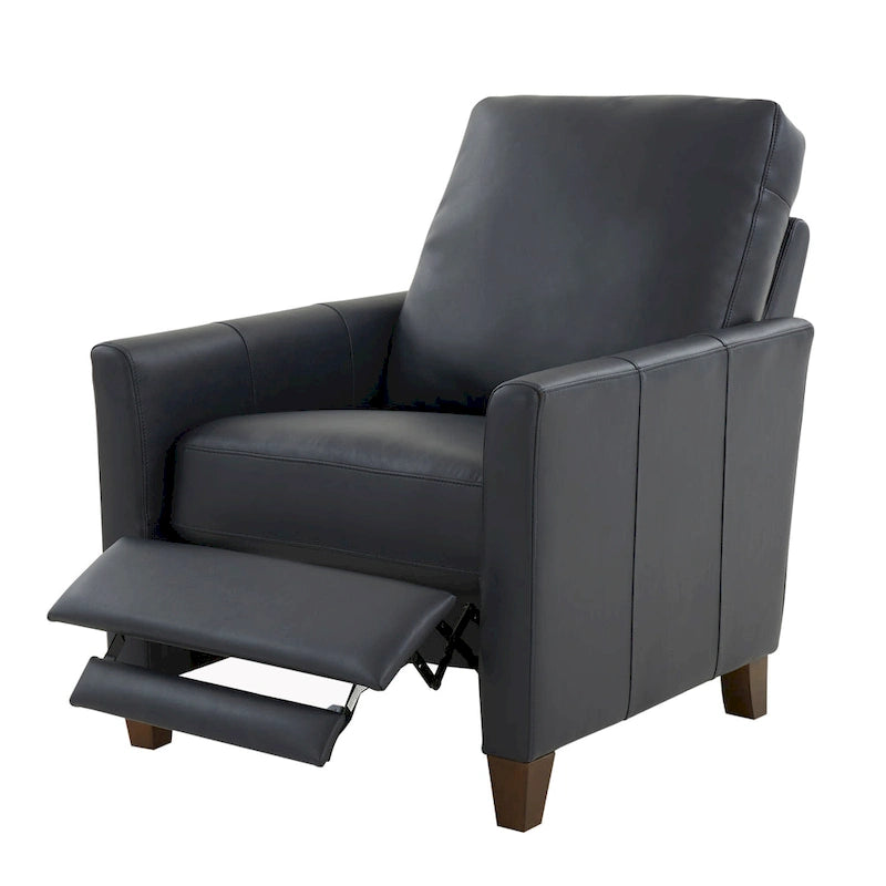 Modern Faux Leather Manual Recliner Chair Caramel Midnight Blue Hardwood Legs