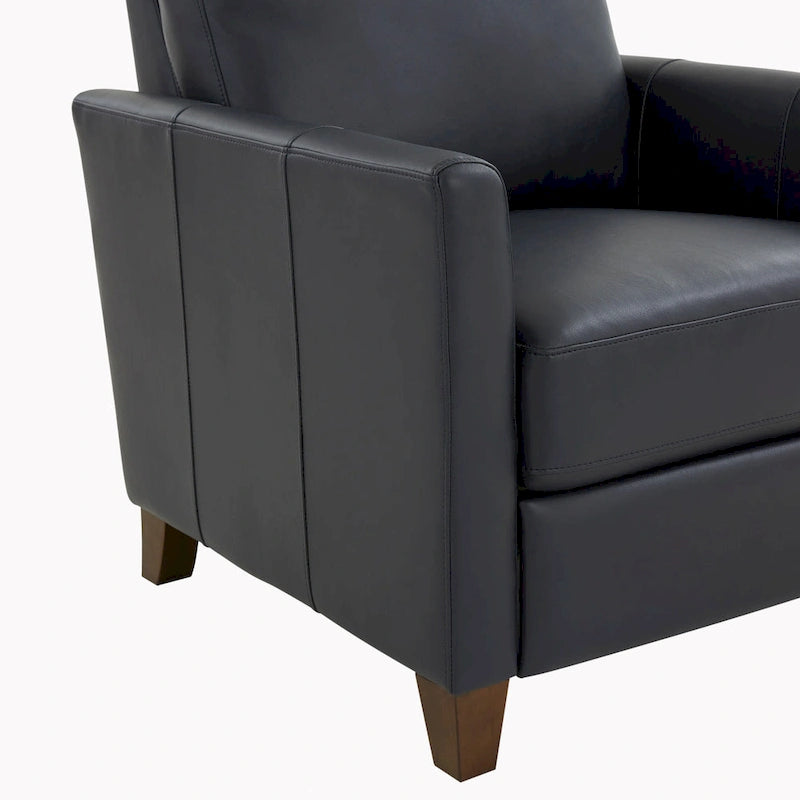 Modern Faux Leather Manual Recliner Chair Caramel Midnight Blue Hardwood Legs