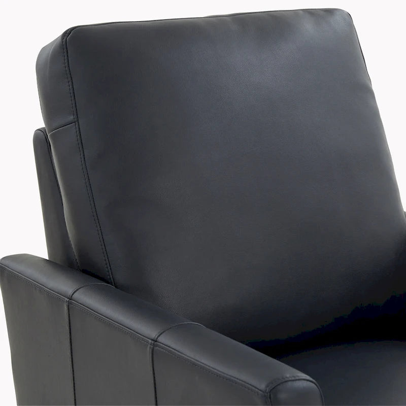 Modern Faux Leather Manual Recliner Chair Caramel Midnight Blue Hardwood Legs