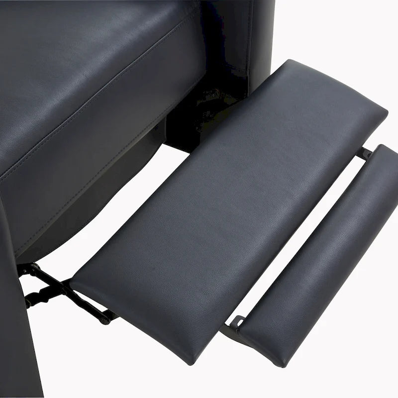 Modern Faux Leather Manual Recliner Chair Caramel Midnight Blue Hardwood Legs