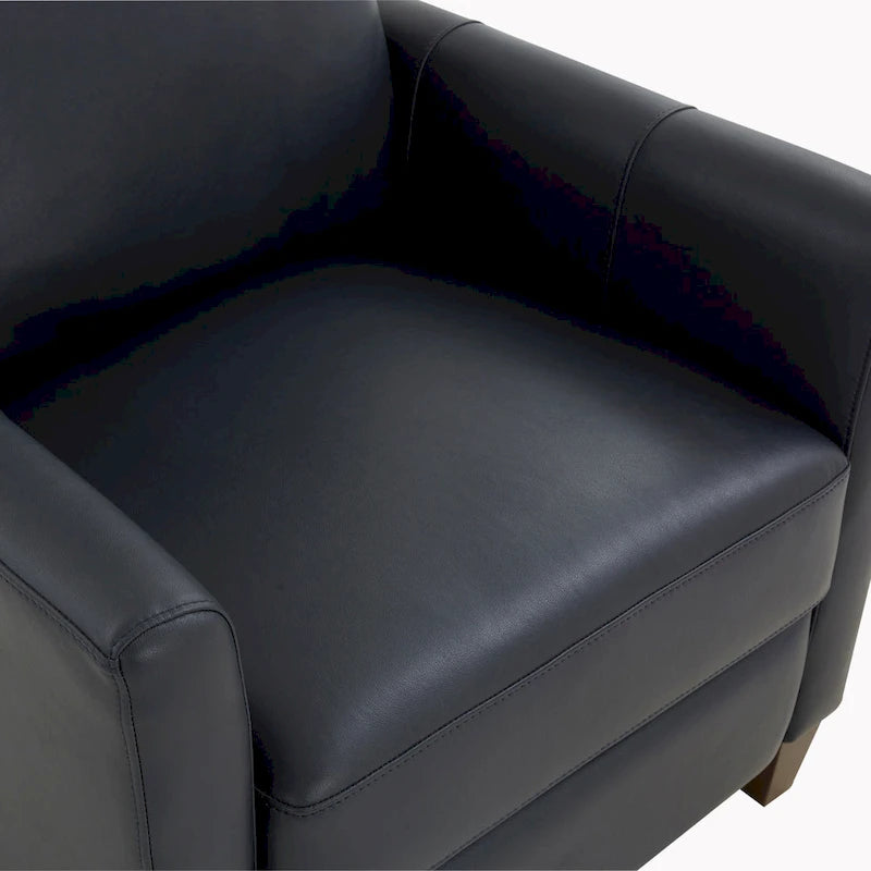 Modern Faux Leather Manual Recliner Chair Caramel Midnight Blue Hardwood Legs