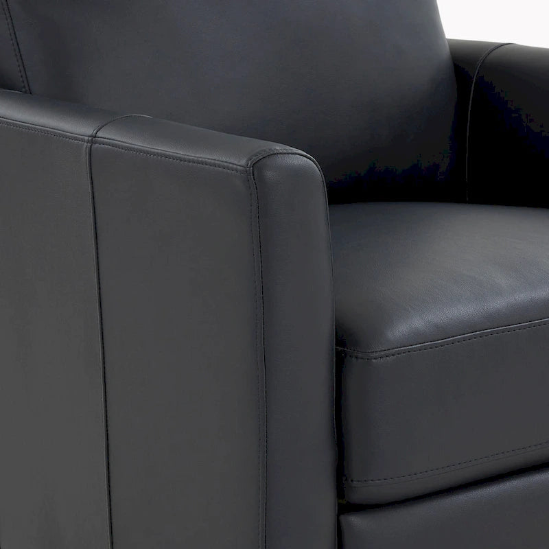 Modern Faux Leather Manual Recliner Chair Caramel Midnight Blue Hardwood Legs