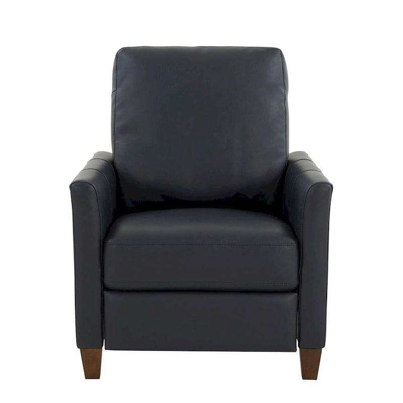 Modern Faux Leather Manual Recliner Chair Caramel Midnight Blue Hardwood Legs