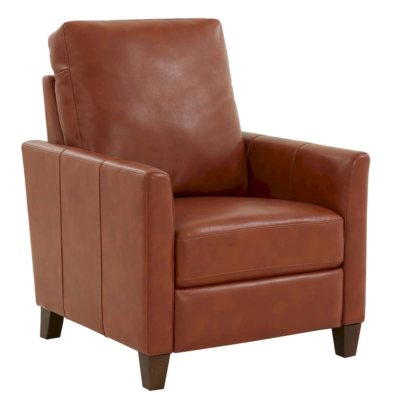 Modern Faux Leather Manual Recliner Chair Caramel Midnight Blue Hardwood Legs