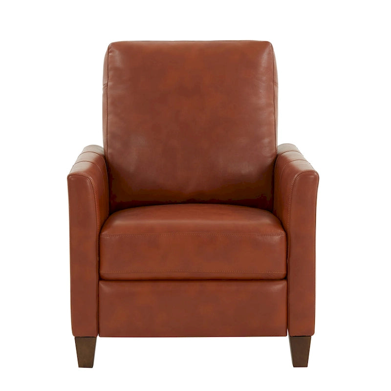 Modern Faux Leather Manual Recliner Chair Caramel Midnight Blue Hardwood Legs