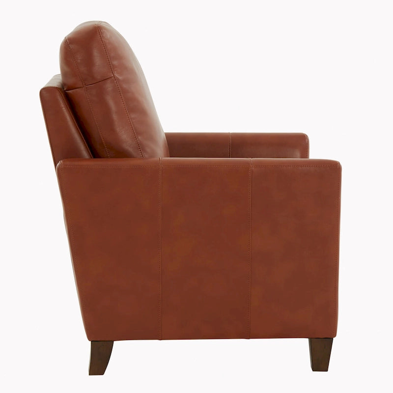 Modern Faux Leather Manual Recliner Chair Caramel Midnight Blue Hardwood Legs
