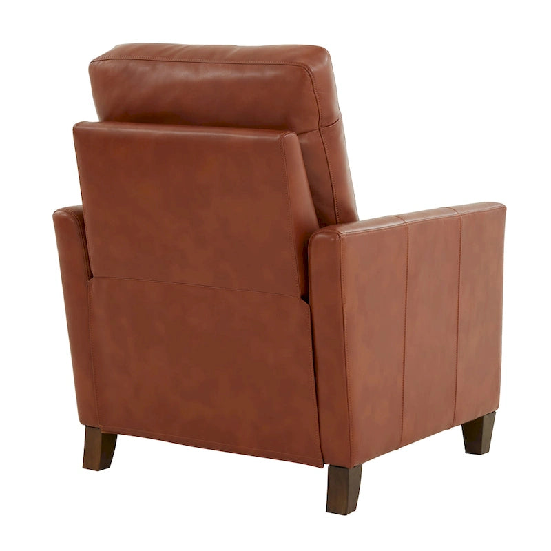 Modern Faux Leather Manual Recliner Chair Caramel Midnight Blue Hardwood Legs
