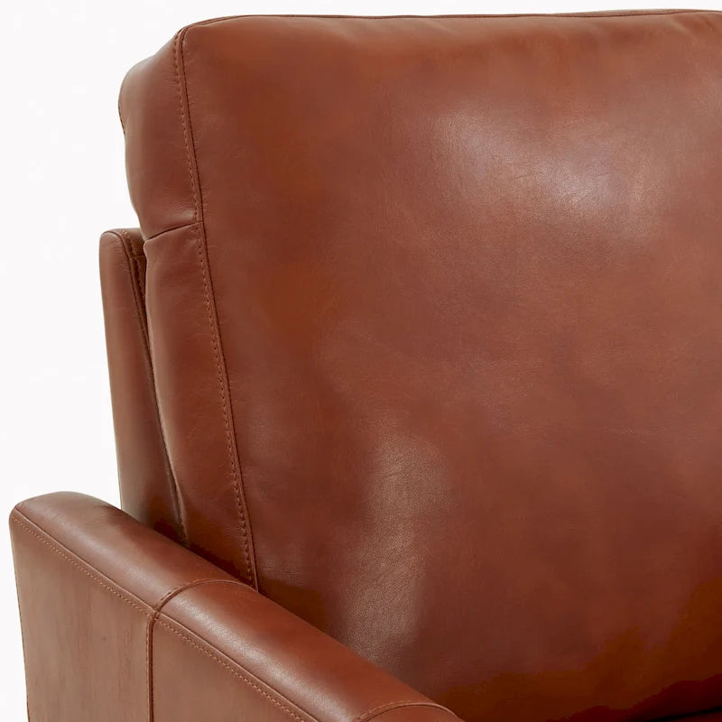 Modern Faux Leather Manual Recliner Chair Caramel Midnight Blue Hardwood Legs