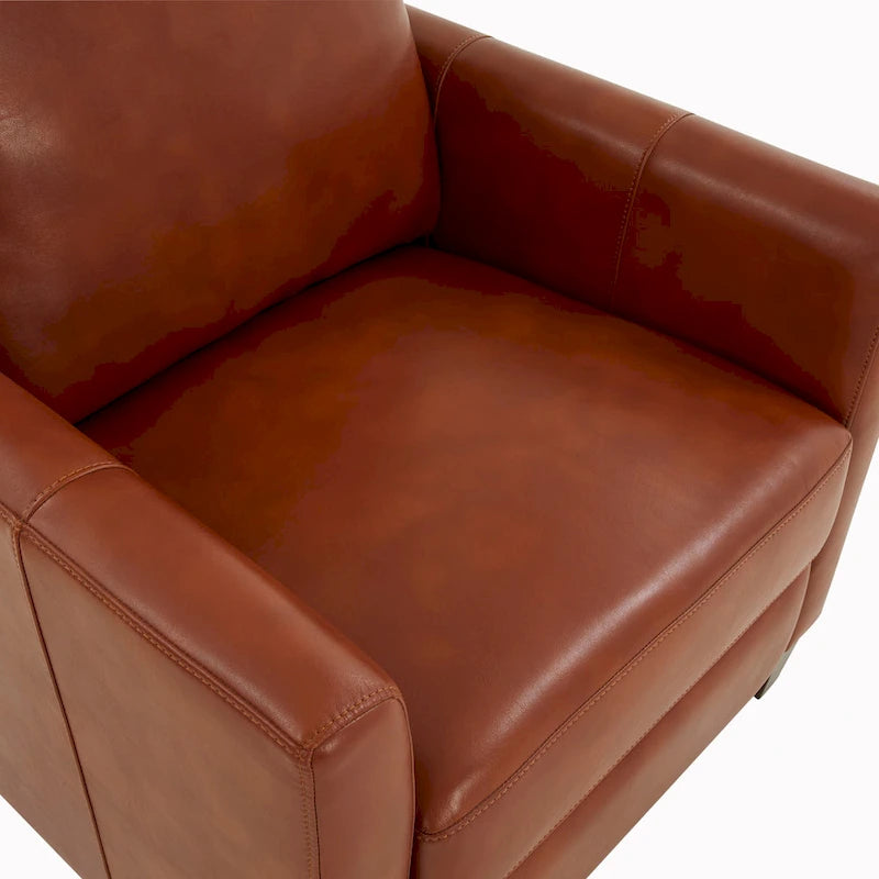 Modern Faux Leather Manual Recliner Chair Caramel Midnight Blue Hardwood Legs