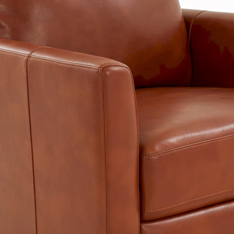 Modern Faux Leather Manual Recliner Chair Caramel Midnight Blue Hardwood Legs