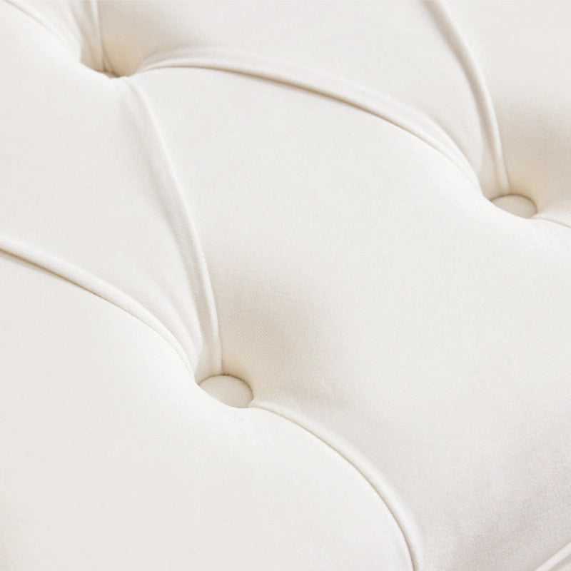 Tufted Velvet Upholstered Bench with Bolster Pillows Grey Beige Blue Pink