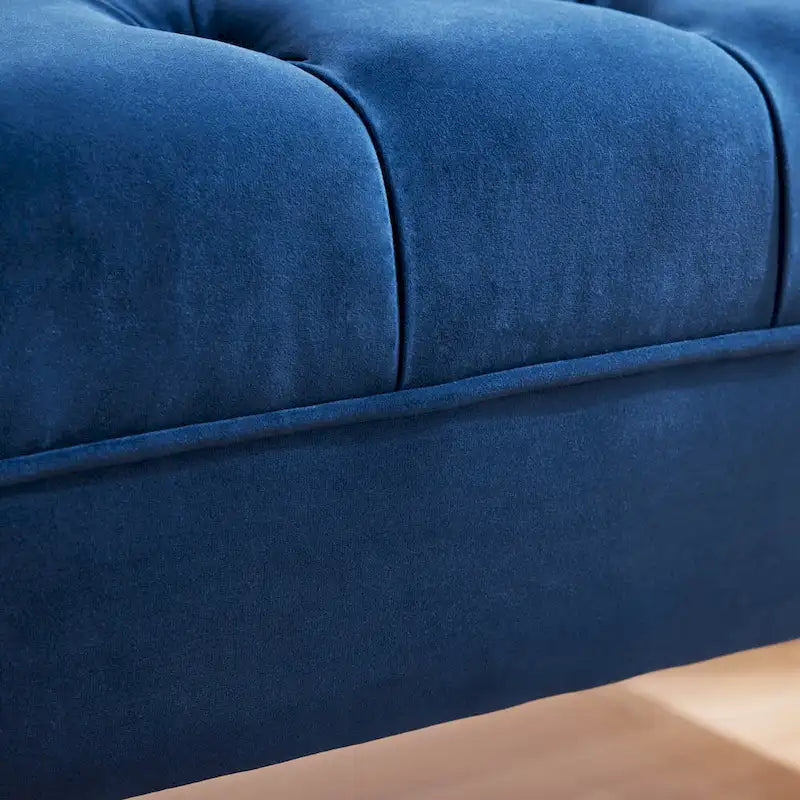 Tufted Velvet Upholstered Bench with Bolster Pillows Grey Beige Blue Pink