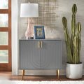 Mid-Century Two Door Buffet Cabinet with Wave Design Grey Blue