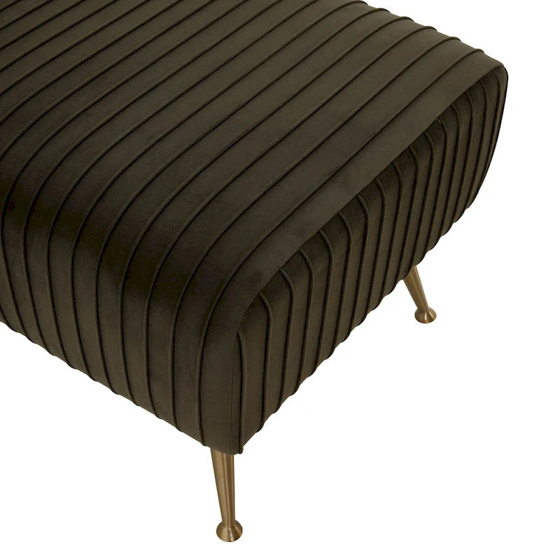 Ribbed Velvet Upholstered Accent Bench Brass Legs Multi-Color Living Room