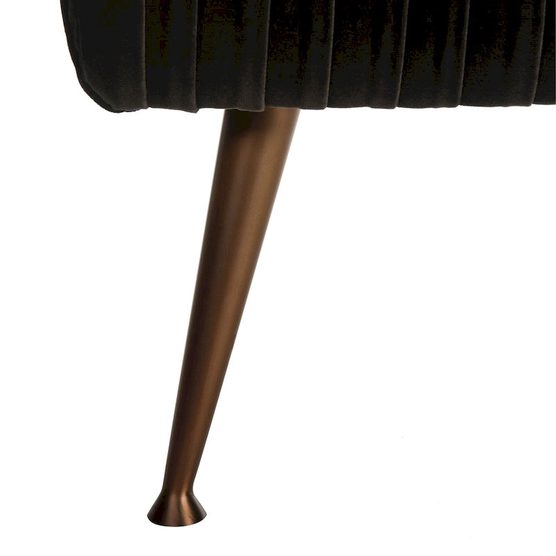 Ribbed Velvet Upholstered Accent Bench Brass Legs Multi-Color Living Room