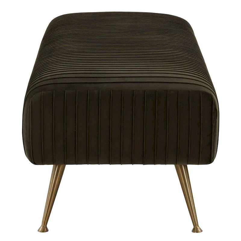 Ribbed Velvet Upholstered Accent Bench Brass Legs Multi-Color Living Room