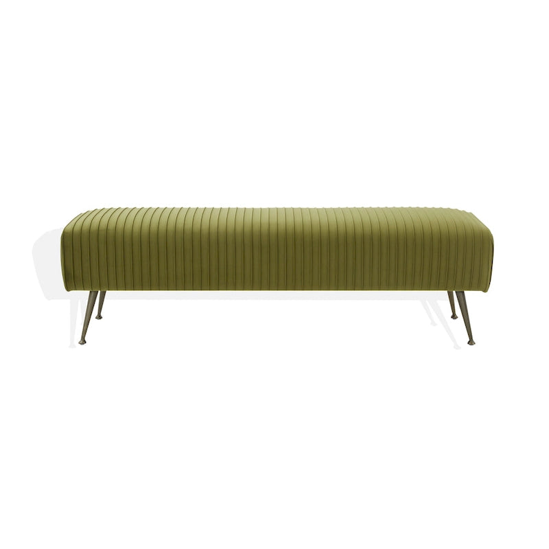 Ribbed Velvet Upholstered Accent Bench Brass Legs Multi-Color Living Room