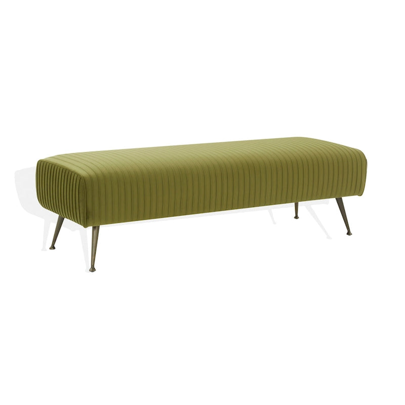 Ribbed Velvet Upholstered Accent Bench Brass Legs Multi-Color Living Room