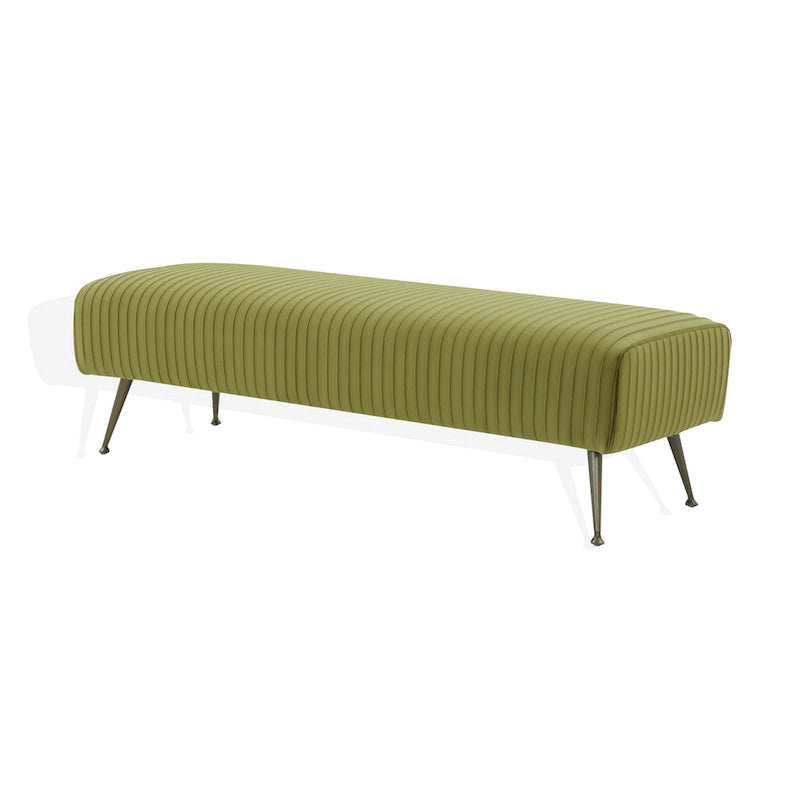 Ribbed Velvet Upholstered Accent Bench Brass Legs Multi-Color Living Room