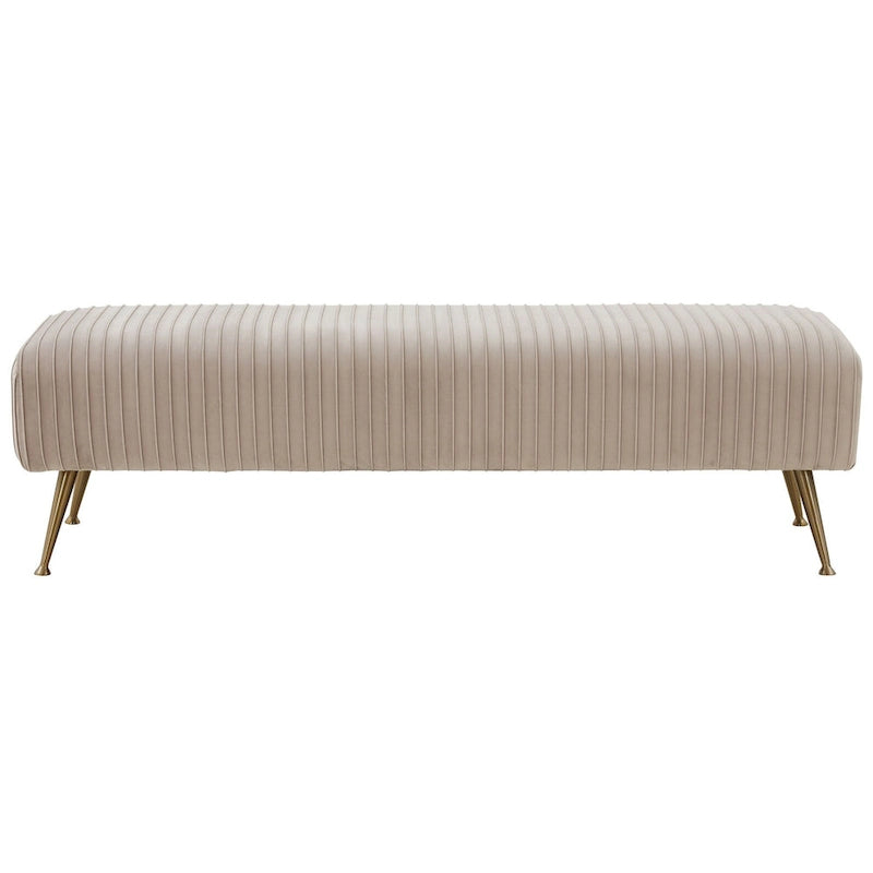 Ribbed Velvet Upholstered Accent Bench Brass Legs Multi-Color Living Room