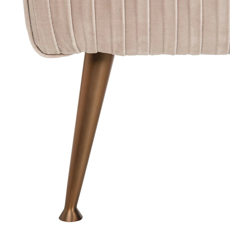 Ribbed Velvet Upholstered Accent Bench Brass Legs Multi-Color Living Room