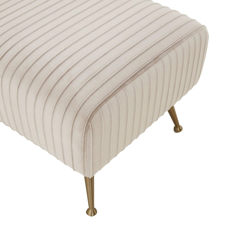 Ribbed Velvet Upholstered Accent Bench Brass Legs Multi-Color Living Room