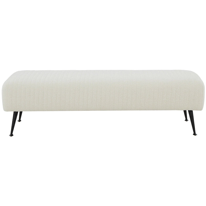 Ribbed Velvet Upholstered Accent Bench Brass Legs Multi-Color Living Room