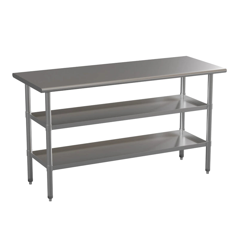 18-Gauge Stainless Steel Commercial Work Table with Adjustable Undershelves