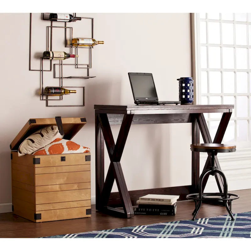 Espresso Counter Height Convertible Dining Console Table Wood Grain