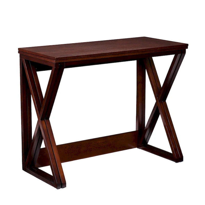 Espresso Counter Height Convertible Dining Console Table Wood Grain