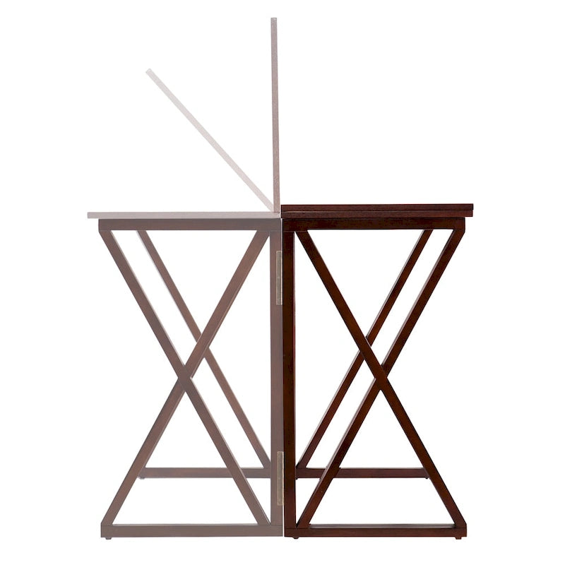 Espresso Counter Height Convertible Dining Console Table Wood Grain