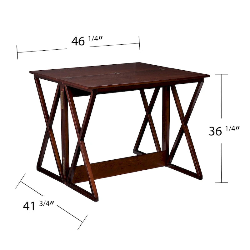 Espresso Counter Height Convertible Dining Console Table Wood Grain
