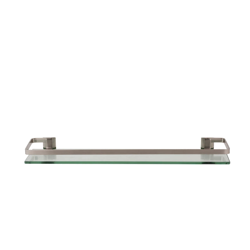Wall Mounted Glass Shelf with Rail Nickel Finish Bathroom Storage Organizer