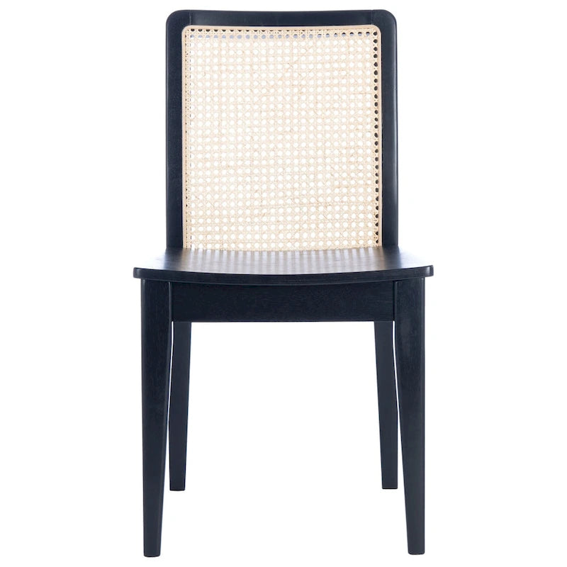 Coastal Rattan Back Dining Chair with Solid Wood Frame White Natural
