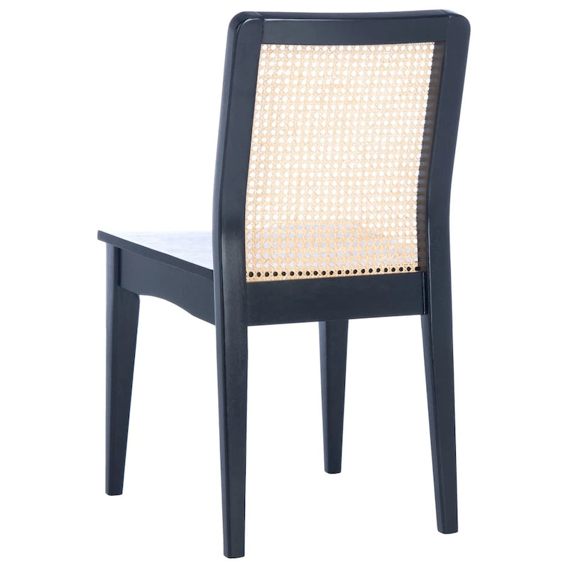 Coastal Rattan Back Dining Chair with Solid Wood Frame White Natural