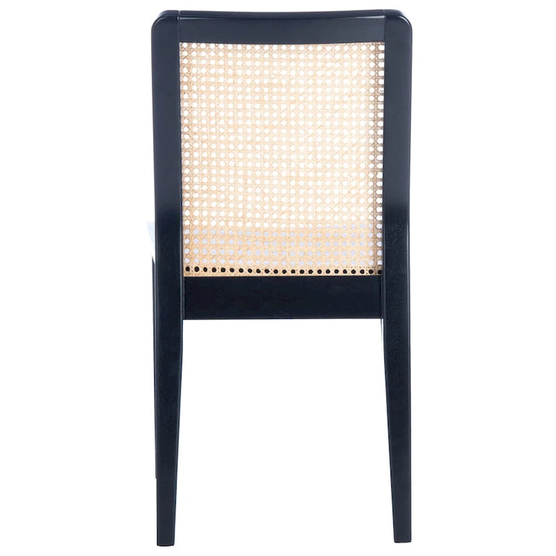 Coastal Rattan Back Dining Chair with Solid Wood Frame White Natural
