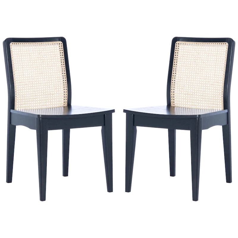Coastal Rattan Back Dining Chair with Solid Wood Frame White Natural