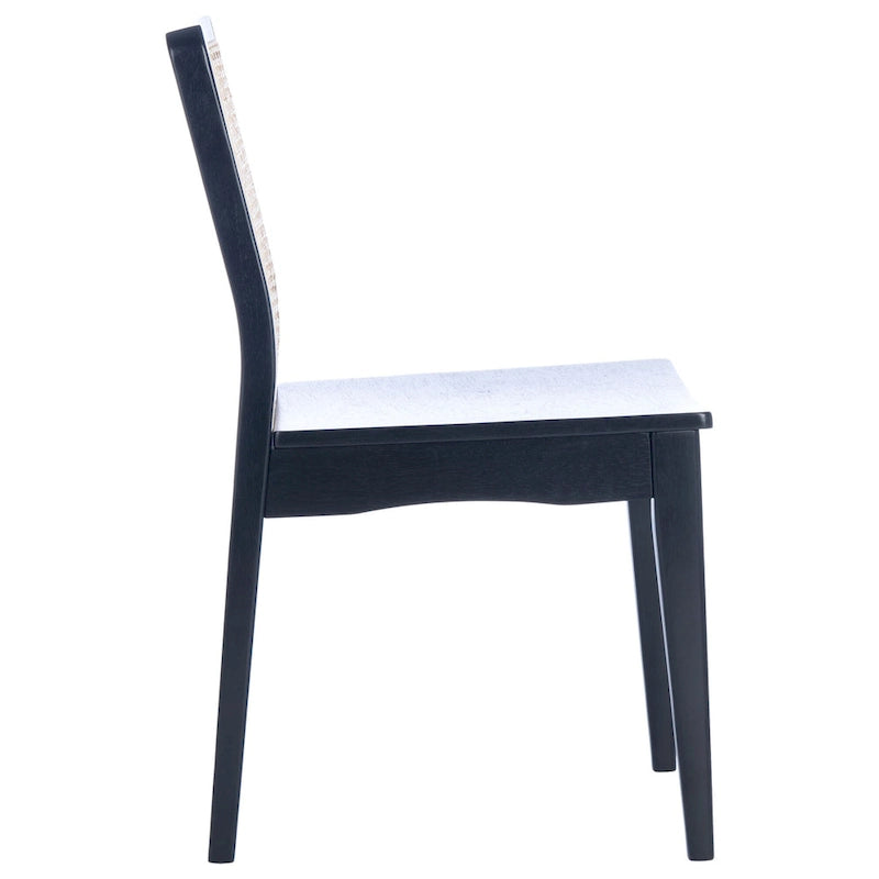 Coastal Rattan Back Dining Chair with Solid Wood Frame White Natural