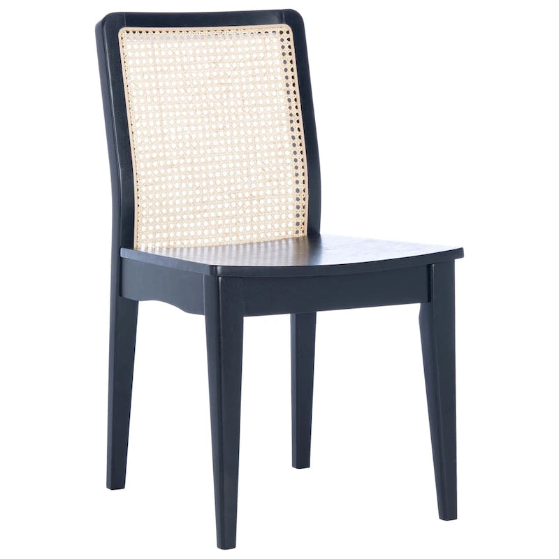 Coastal Rattan Back Dining Chair with Solid Wood Frame White Natural