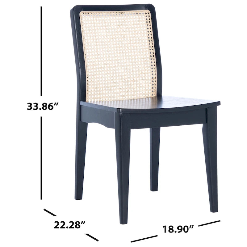 Coastal Rattan Back Dining Chair with Solid Wood Frame White Natural