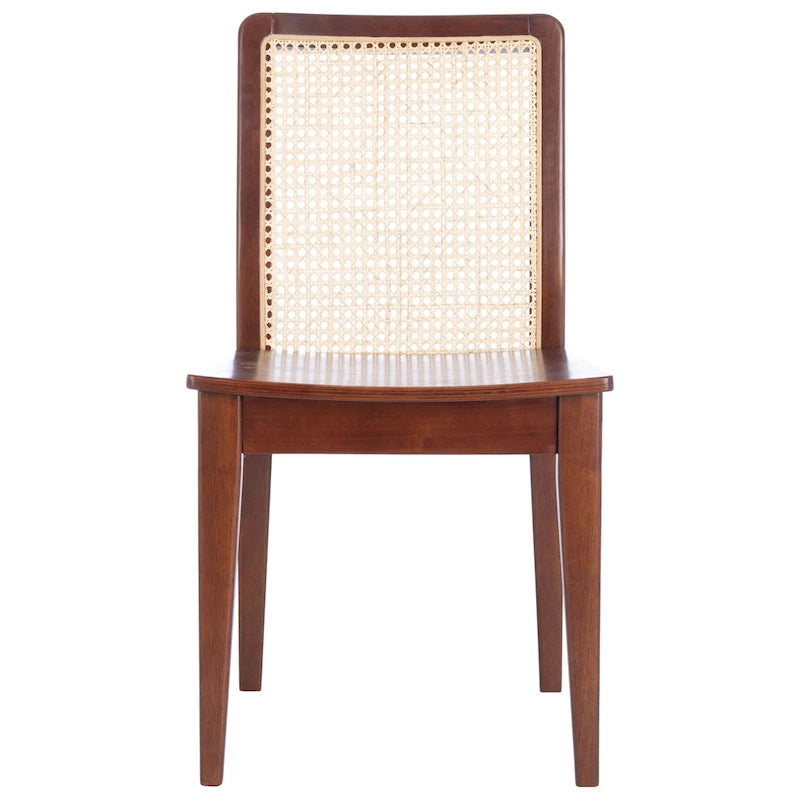 Coastal Rattan Back Dining Chair with Solid Wood Frame White Natural