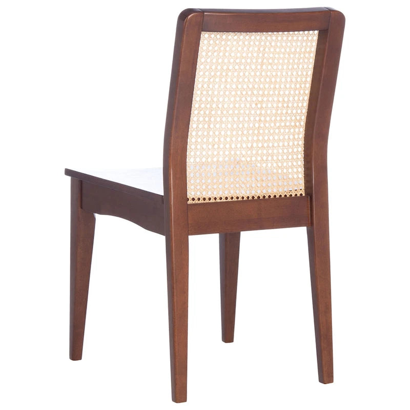 Coastal Rattan Back Dining Chair with Solid Wood Frame White Natural
