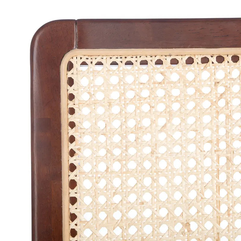 Coastal Rattan Back Dining Chair with Solid Wood Frame White Natural