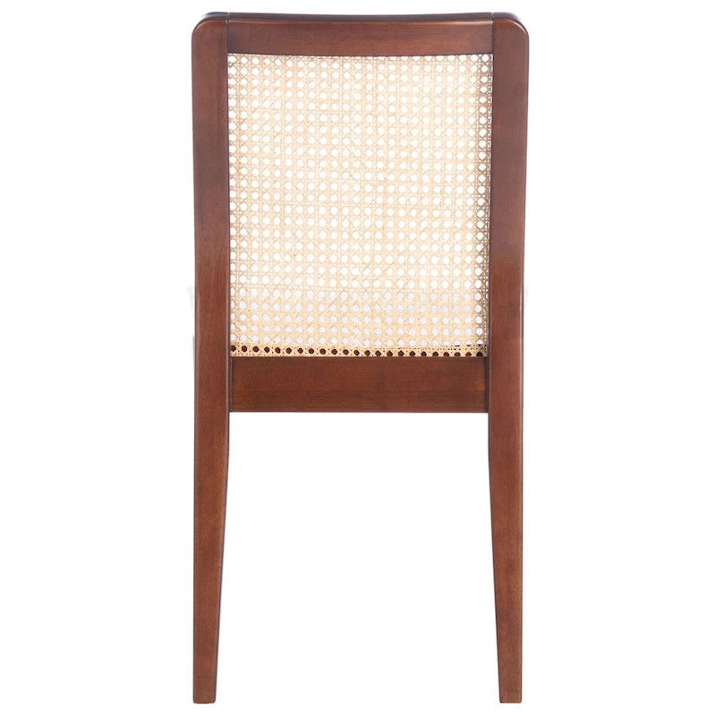 Coastal Rattan Back Dining Chair with Solid Wood Frame White Natural