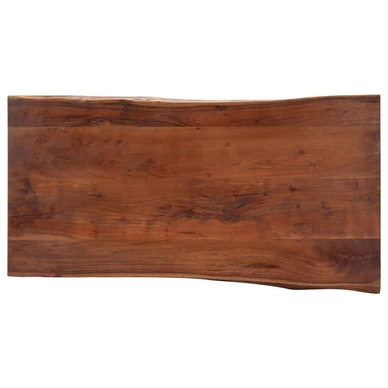 Solid Acacia Wood Live Edge Coffee Table Brown Industrial U-Shaped Silver Metal Legs