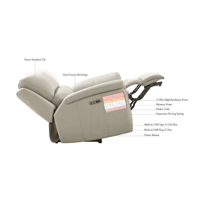 Vanilla Zero Gravity Power Reclining Top Grain Leather Loveseat