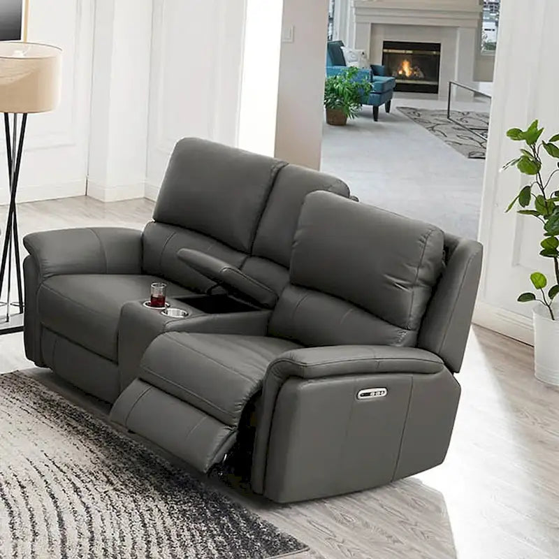 Vanilla Zero Gravity Power Reclining Top Grain Leather Loveseat