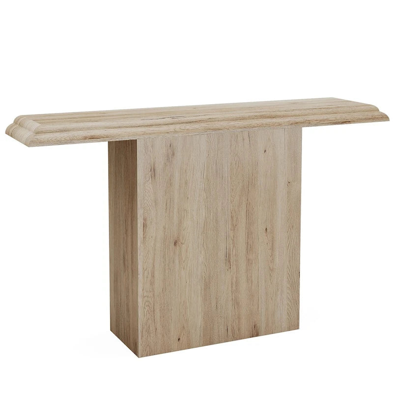 Natural Wood Grain Console Table with Curved Top Entryway Accent