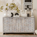Chevron Hexagonal 4-Door Sideboard Cabinet with Adjustable Shelves, Antique White