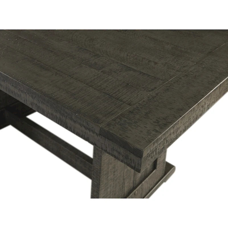 Gray Rustic Wood Dining Table with Rough-Sawn Detail